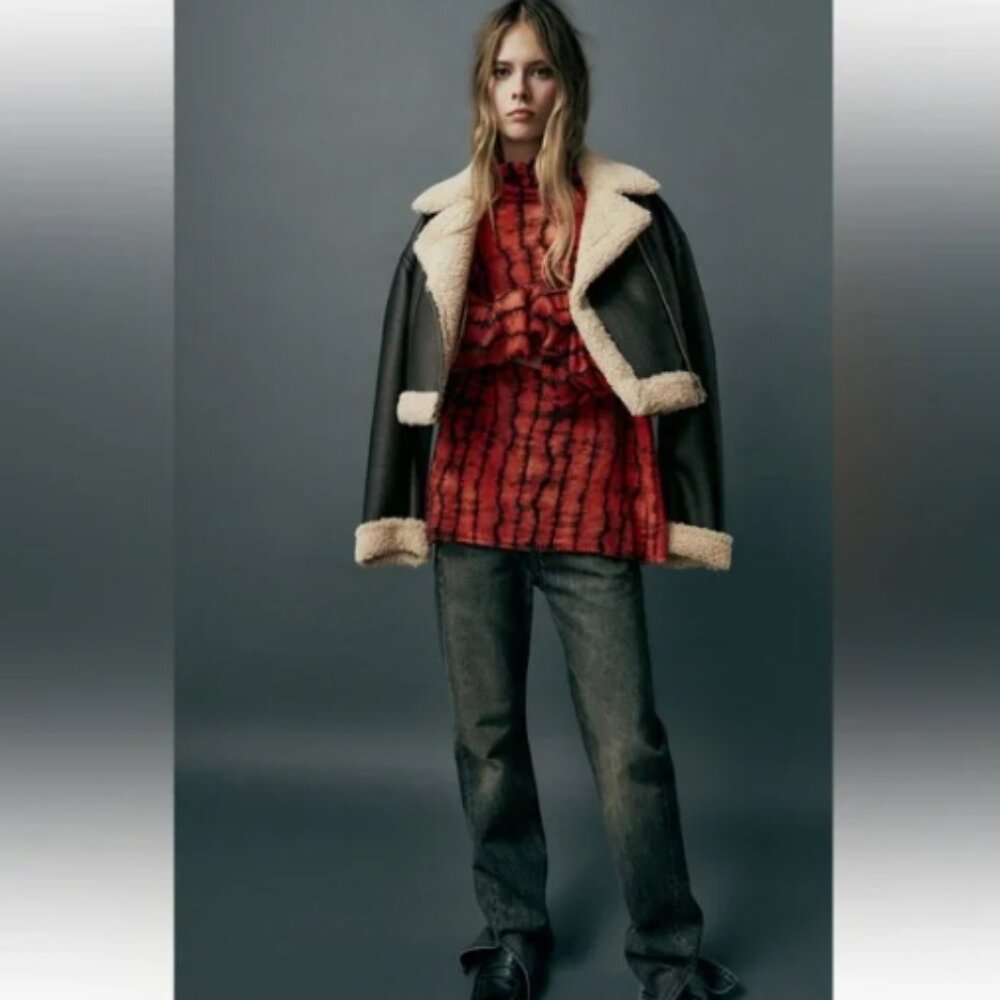 Zara Red and Black Tie Dye High Neck Sweater, NWT, L - Picture 13 of 16